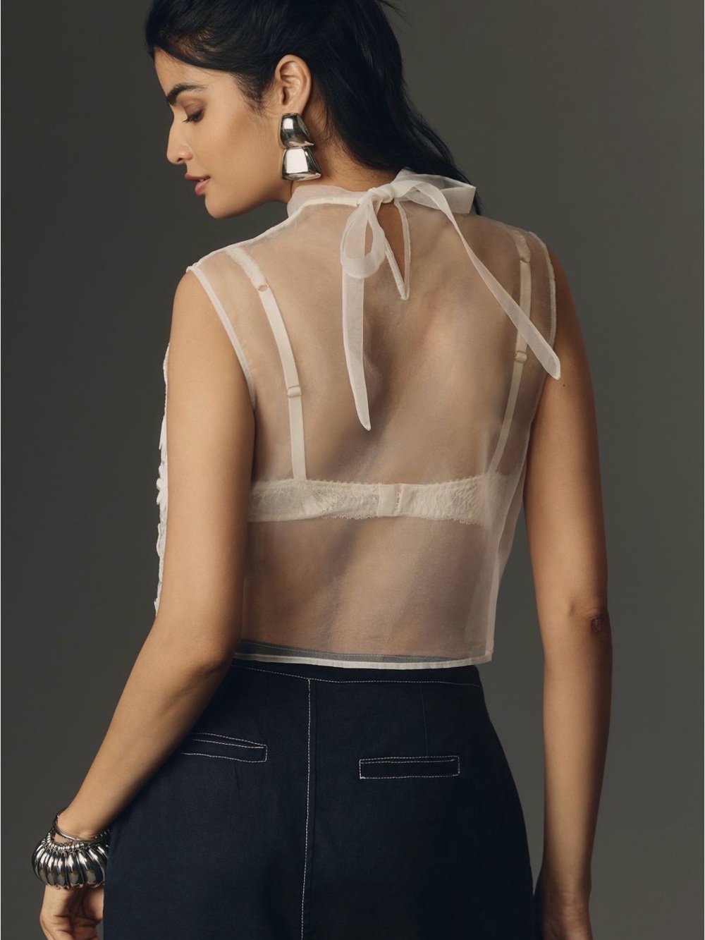 Maeve Sleeveless Sheer Floral Blouse - Picture 7 of 8